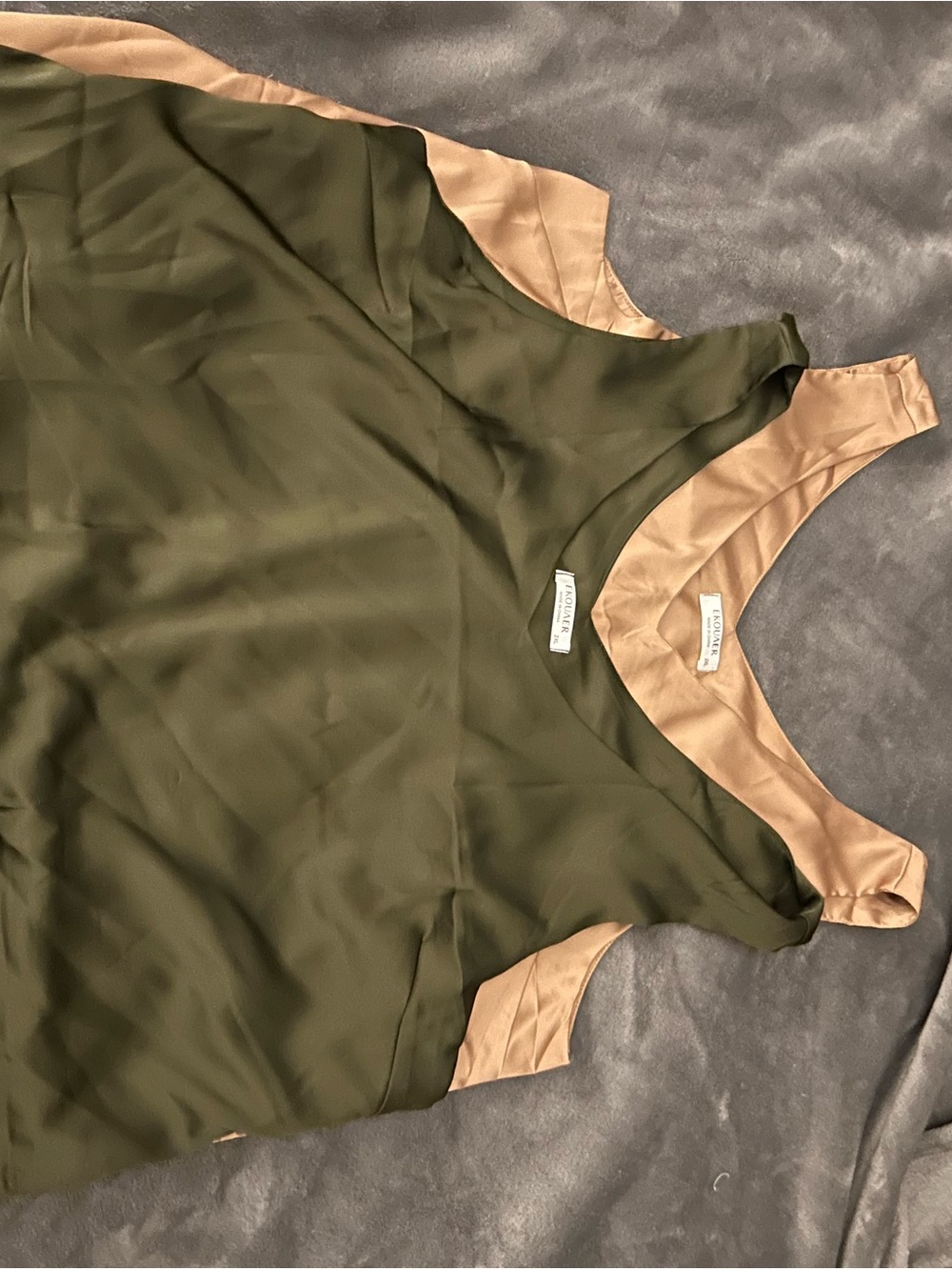 Silky Olive Green and Champagne Layered Tank Tops never worn